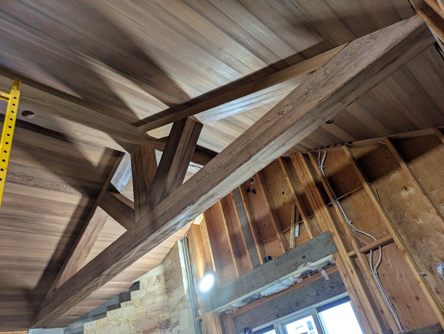 Heavy timber framing and joinery detail by Shalom Construction